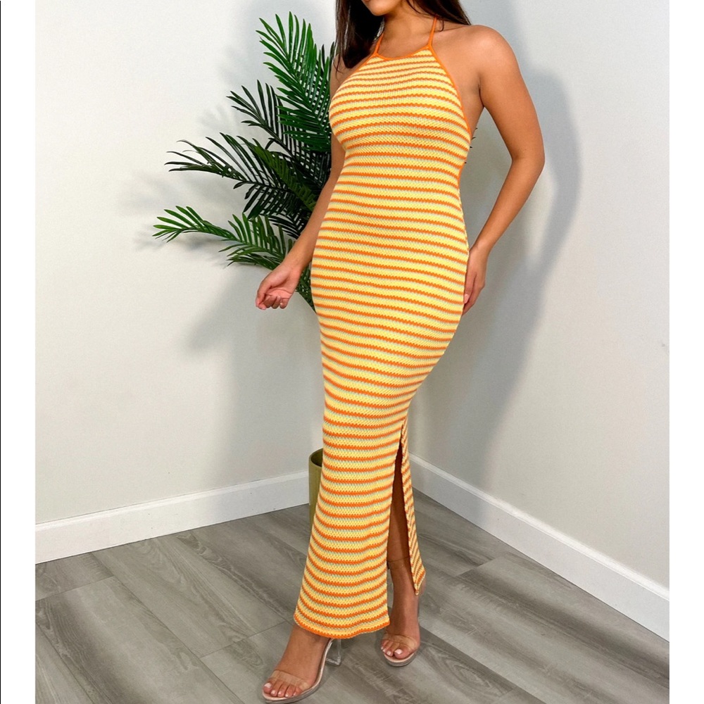 Halter top yellow dress